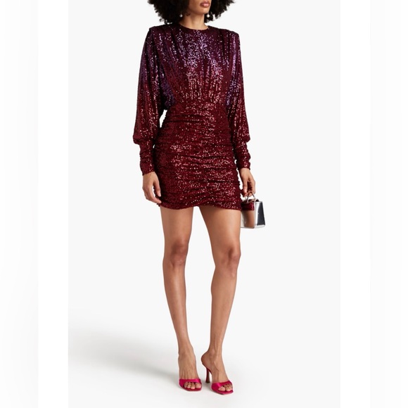 REBECCA VALLANCE Nikita ruched sequined tulle mini dress - Picture 2 of 4